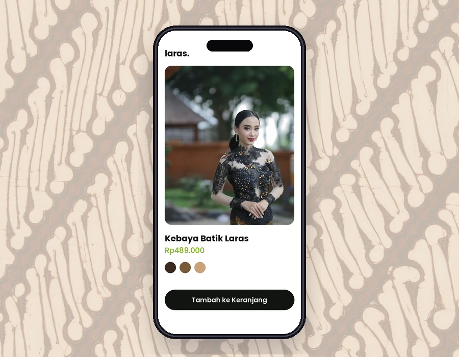 Mockup proyek contoh Toko Online Batik Laras