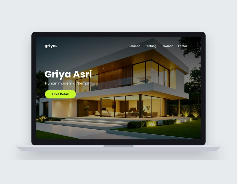 Mockup proyek contoh Website Properti Griya Asri